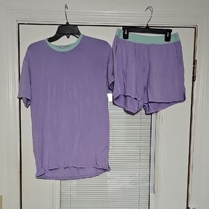 Women's Lavender Pajama Set with Mint Trim